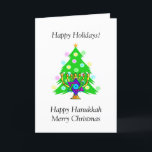 Hanukkah and Christmas Together Holiday Card<br><div class="desc">Christmas gifts and Chanukah menorah ornaments for interfaith families who are Jewish and Christian celebrating both holidays this season.</div>