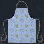 Hanukkah Apron<br><div class="desc">Periwinkle and gold Hanukkah</div>