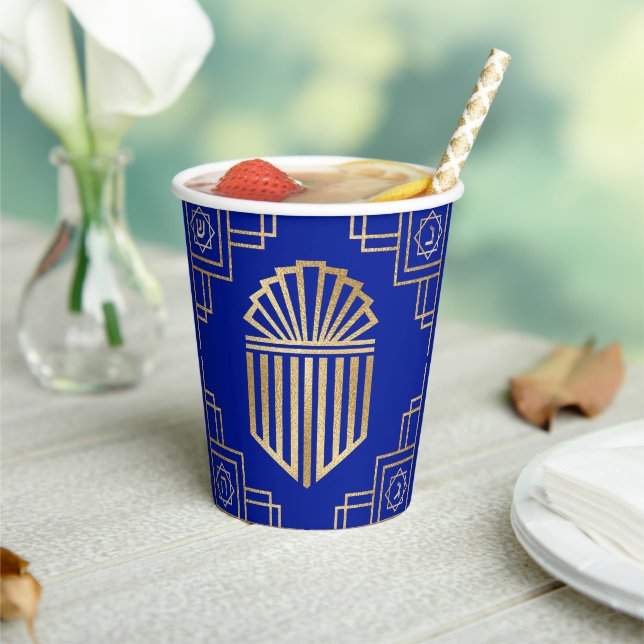 Hanukkah Art Deco Paper Cups (Insitu)