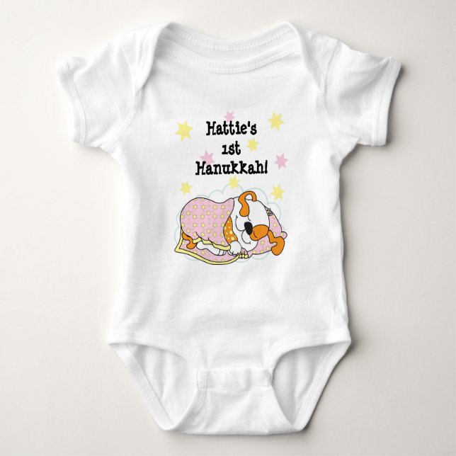 Hanukkah Baby Body Suit/dog/Pink Bodysuit (Front)