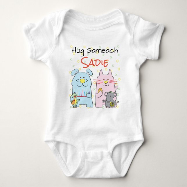 Hanukkah Baby Bodysuit "Hug Sameach" (Front)