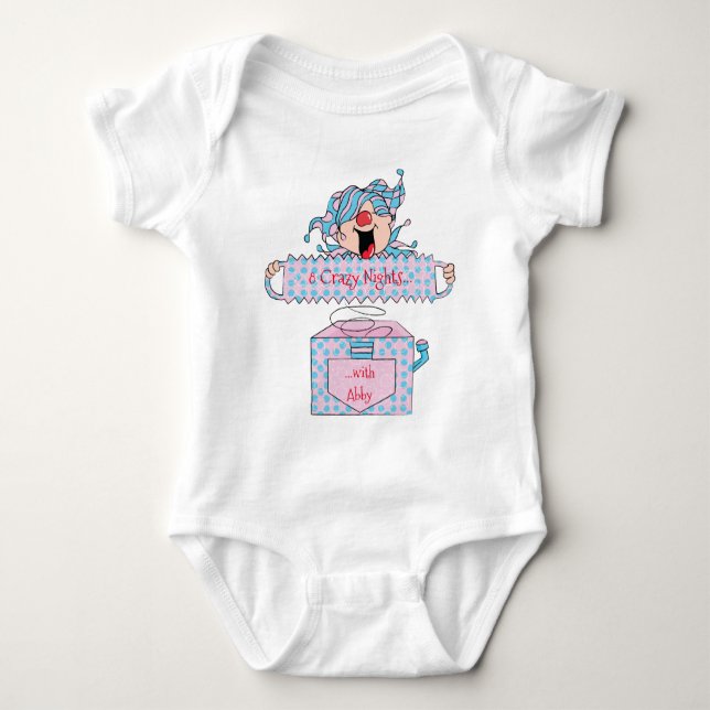 Hanukkah Baby TUTU Pink/Blue "Dreidel in Box" Baby Bodysuit (Front)