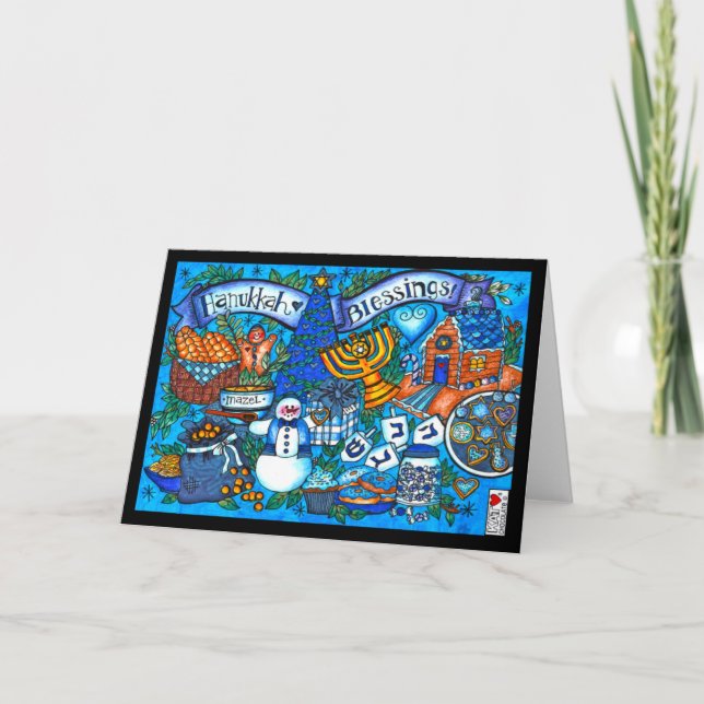 Hanukkah Blessings 7x5 Card (Front)