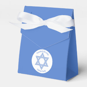 Hanukkah Blessings - Blue Chevron Star of David Favour Box