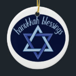 Hanukkah Blessings Ceramic Ornament<br><div class="desc">This design is beautiful and bright and fills you to the brim with holiday spirit and is perfect on gifts,  table runners,  kitchen linens,  home decor and on all things Hanukkah!</div>