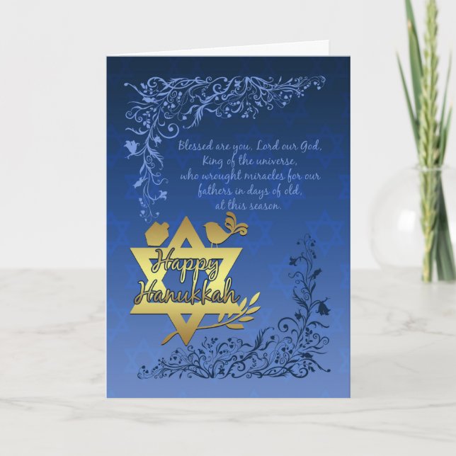 Hanukkah Blessings Greeting Card - Happy Hanukkah (Front)