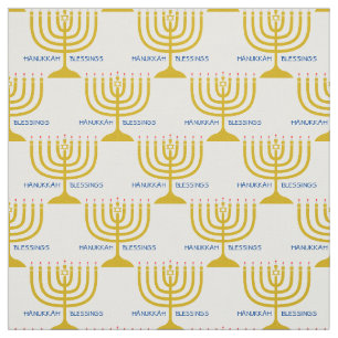 HANUKKAH BLESSINGS Menorah Customisable Text Fabric