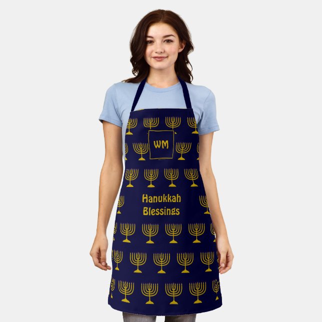 HANUKKAH BLESSINGS | Menorah | Monogram Apron (Worn)