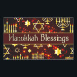 Hanukkah Blessings Menorah Rectangular Sticker<br><div class="desc">In celebration of the Jewish festival of lights.</div>