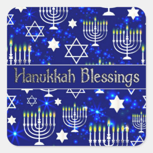 Hanukkah Blessings Menorah Square Sticker