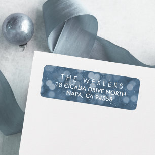 Hanukkah Blue Bokeh Return Address Label