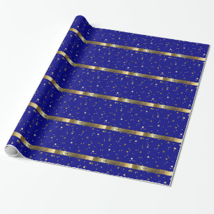Hanukkah Blue Gold Wrapping Paper