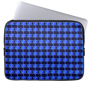 Hanukkah Blue Paint Splatter Jewish Stars Laptop Sleeve