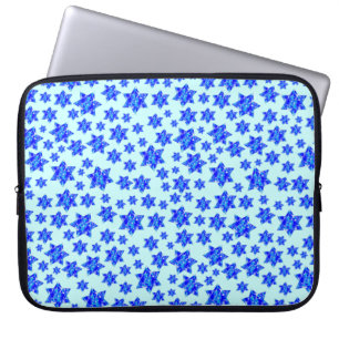 Hanukkah Blue Paint Splatter Jewish Stars Laptop Sleeve