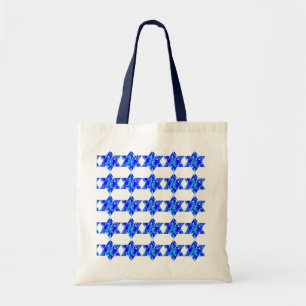 Hanukkah Blue Paint Splatter Jewish Stars Tote Bag