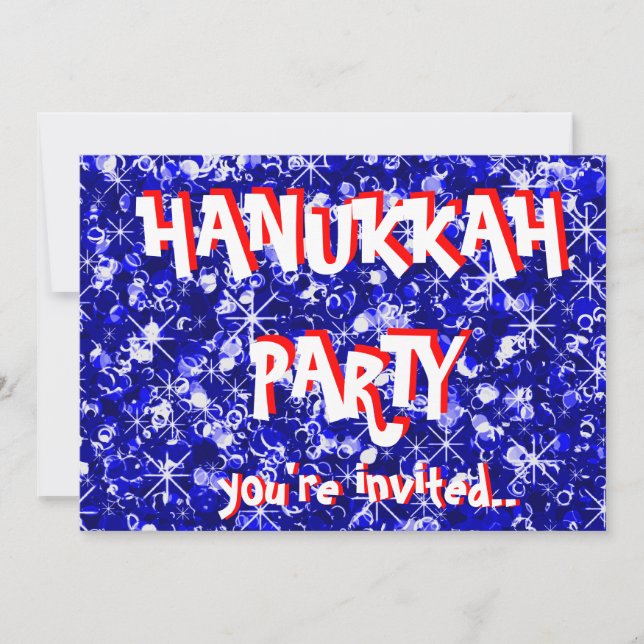 Hanukkah blue party invitation (Front)