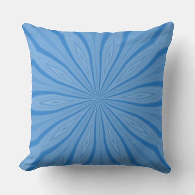Hanukkah Blue Radial Streaks Fractal Outdoor Cushion (Front)