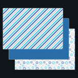 Hanukkah Blue Silver Wrapping Paper Sheet<br><div class="desc">These modern Hanukkah papers with silver and blue stripes and star of davids will have your packages looking phenomenal!  They are colourful and trendy yet traditional.</div>
