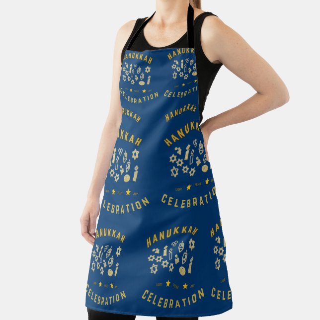 Hanukkah Blue Small Medium Large All Ages Apron (Insitu)