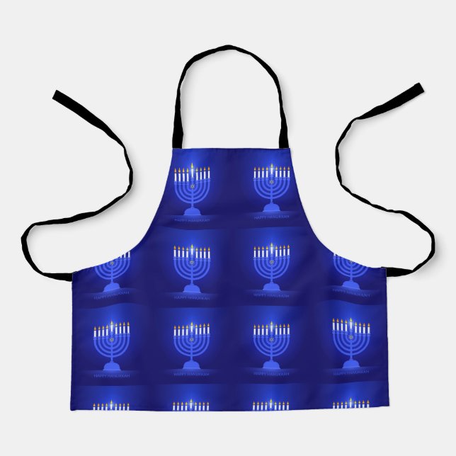 Hanukkah Blue Small Medium Large All Ages Apron (Front)