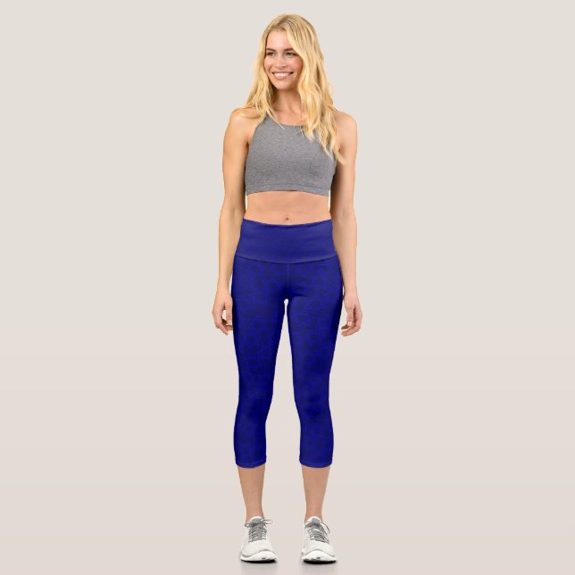 hanukkah blue star of david  capri leggings (Front)