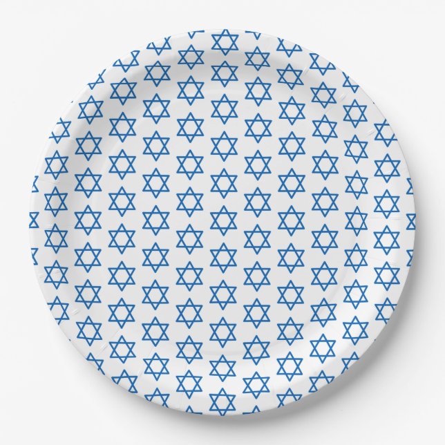 Hanukkah Blue Star Pattern Holiday Faith  Paper Plate (Front)