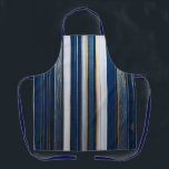 Hanukkah Blues Stripes Blue White Gold Apron<br><div class="desc">You are viewing The Lee Hiller Photography Art and Designs Collection of Home and Office Decor,  Apparel,  Gifts and Collectibles. The Designs include Lee Hiller Photography and Mixed Media Digital Art Collection http://LeeHiller.com</div>
