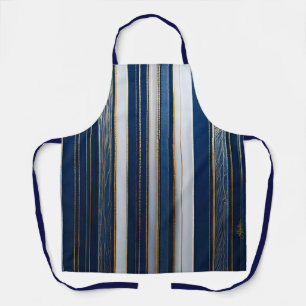 Hanukkah Blues Stripes Blue White Gold Apron