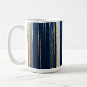 Hanukkah Blues Stripes Blue White Gold Coffee Mug