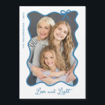 Hanukkah Bow | Blue and White Photo Hanukkah Card<br><div class="desc">These adorable magnetic Hanukkah cards feature your favourite photo in a trendy,  blue wavy frame with a whimsical bow,  on a simple white background. Modern script says "Love and Light."</div>