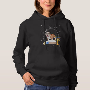 Hanukkah British Bulldog Dog Snow Globe Pajama Hoodie