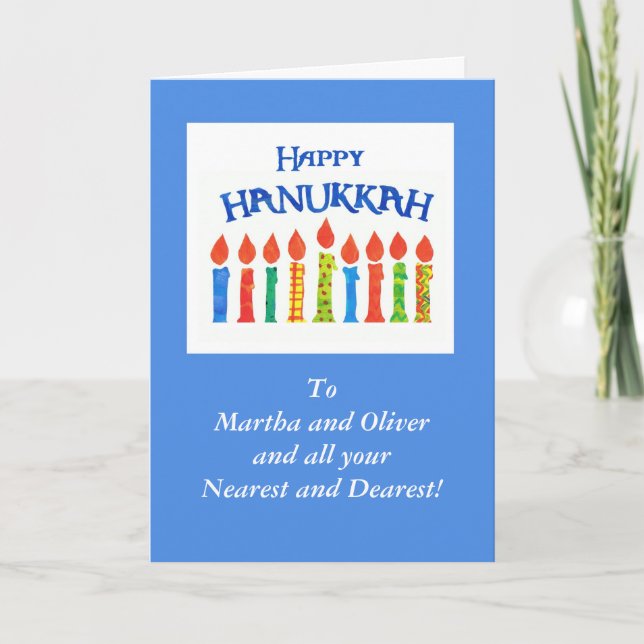 Hanukkah Candles Greeting Card to Personalise (Front)