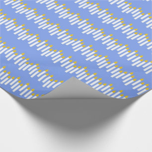 Hanukkah Candles on Blue Gift Wrap