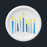 Hanukkah Candles Paper Plate<br><div class="desc">This design is beautiful and bright and fills you to the brim with Hanukkah holiday spirit</div>