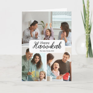 Hanukkah Card 3 Photo Collage Holiday Blessing 