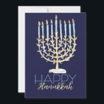 Hanukkah Card Blue<br><div class="desc">Blue Hanukkah Card with Original Menorah Watercolor Painting Design</div>