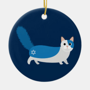 Hanukkah Cat Ceramic Tree Decoration