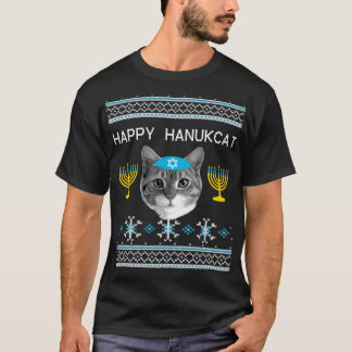 Hanukkah Cat Ugly  Tee Happy Hanukcat