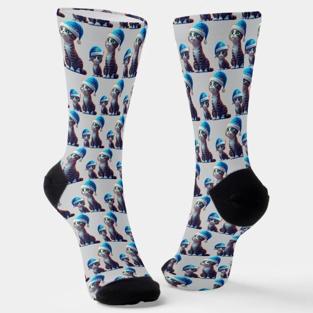 Hanukkah Cats Socks (Angled)