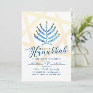 Hanukkah Celebration, Hanukkah Party,  Invitation