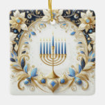 Hanukkah Ceramic Ornament<br><div class="desc">Hanukkah Ceramic Ornament
Jewish festival,  lasting eight days from the 25th day of Kislev (in December) and commemorating the rededication of the Temple in 165 BC by the Maccabees after its desecration by the Syrians. It is marked by the successive kindling of eight lights.</div>