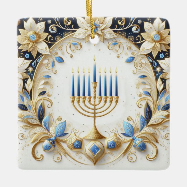 Hanukkah Ceramic Ornament (Front)