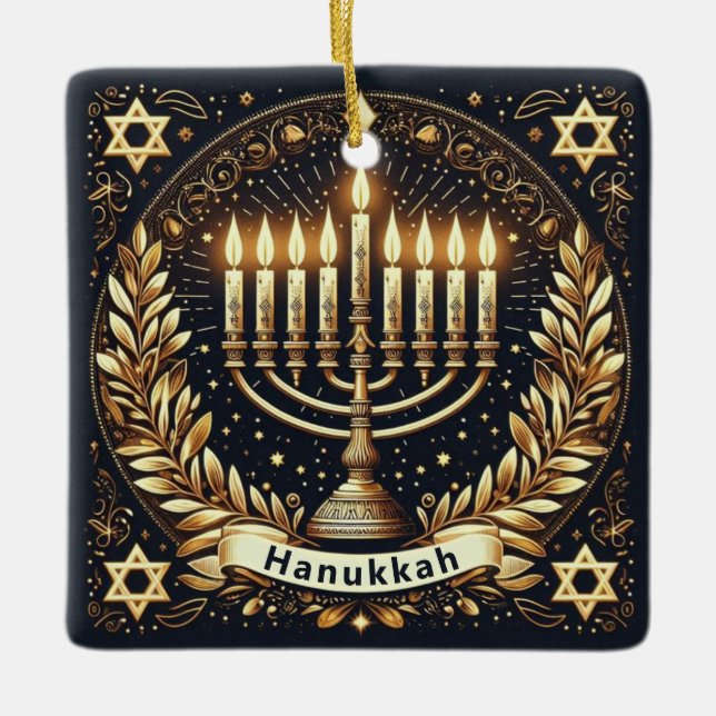 Hanukkah Ceramic Ornament (Front)