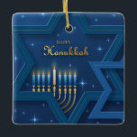 Hanukkah Ceramic Ornament<br><div class="desc">Hanukkah Ceramic Ornament
Jewish festival,  lasting eight days from the 25th day of Kislev (in December) and commemorating the rededication of the Temple in 165 BC by the Maccabees after its desecration by the Syrians. It is marked by the successive kindling of eight lights.</div>