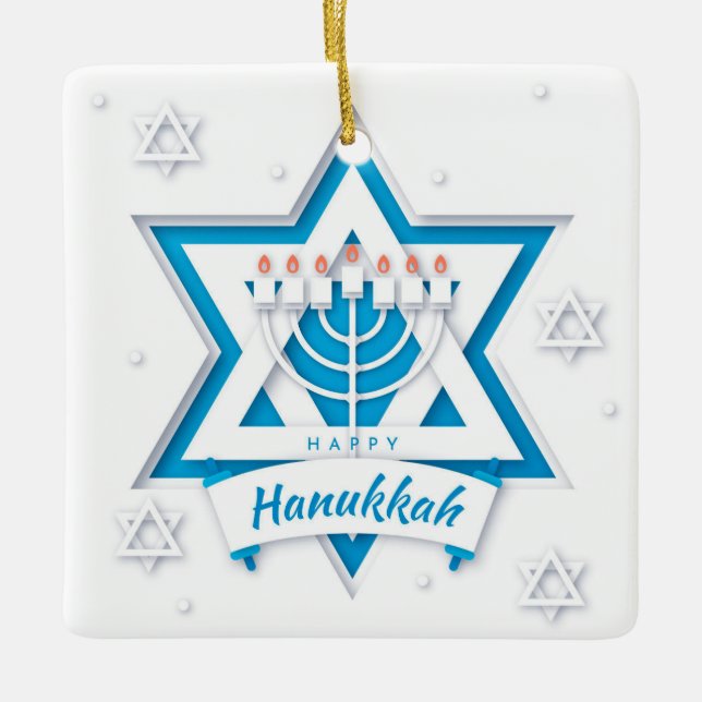 Hanukkah Ceramic Ornament (Front)