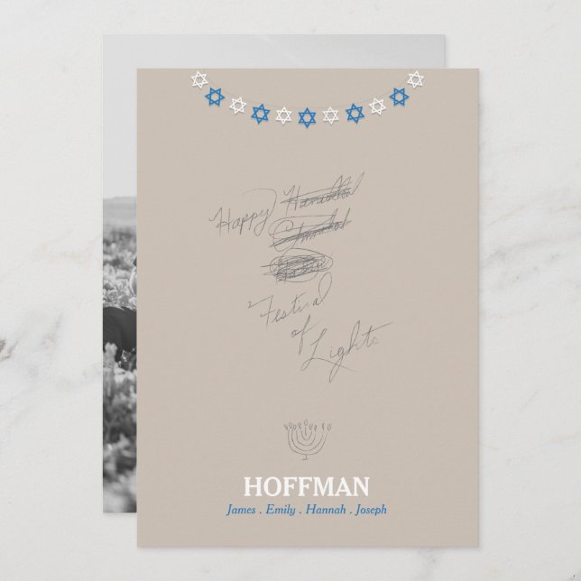 Hanukkah Channukah Photo Card (Front/Back)