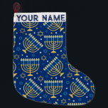 Hanukkah Chanukah Blue Modern Christmas Jewish  Large Christmas Stocking<br><div class="desc">Hanukah,   menorah,  home decor,  Hanukkah decor,  colourful menorah,  Jewish December,  menorah stocking,  personalised,  festival of lights, </div>