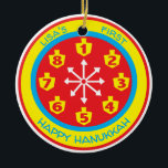 Hanukkah Chanukah COLORFUL 8 CRAZY NIGHTS Ornament<br><div class="desc">Hanukkah "COLORFUL 8 CRAZY NIGHTS" Circle Ornament. (2 sided) Personalise by deleting text on front and back of the ornament. Then using your favourite font colour, size, and style, type in your own words. Background colour can be changed out by choosing a different colour from colour swatches. Colours of circle...</div>
