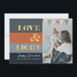Hanukkah Chanukah Gold Love & Light Photo<br><div class="desc">Our Hanukkah / Chanukah Gold Love & Light Holiday card is an elegant, classy way to share your Hanukkah/ Chanukah wishes with friends, family & clients! With space for you to personalise with your name and Photo. Need help with this design? Want to see other colours or design variations? Please...</div>