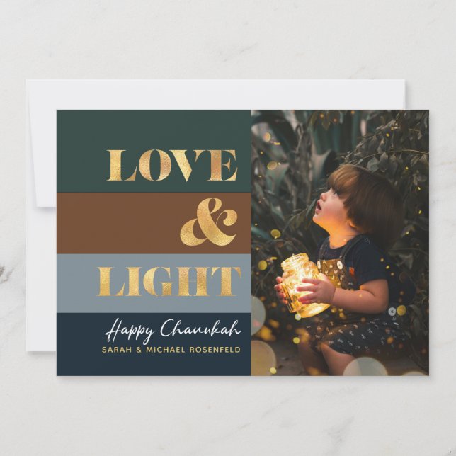 Hanukkah Chanukah Gold Love & Light Photo (Front)